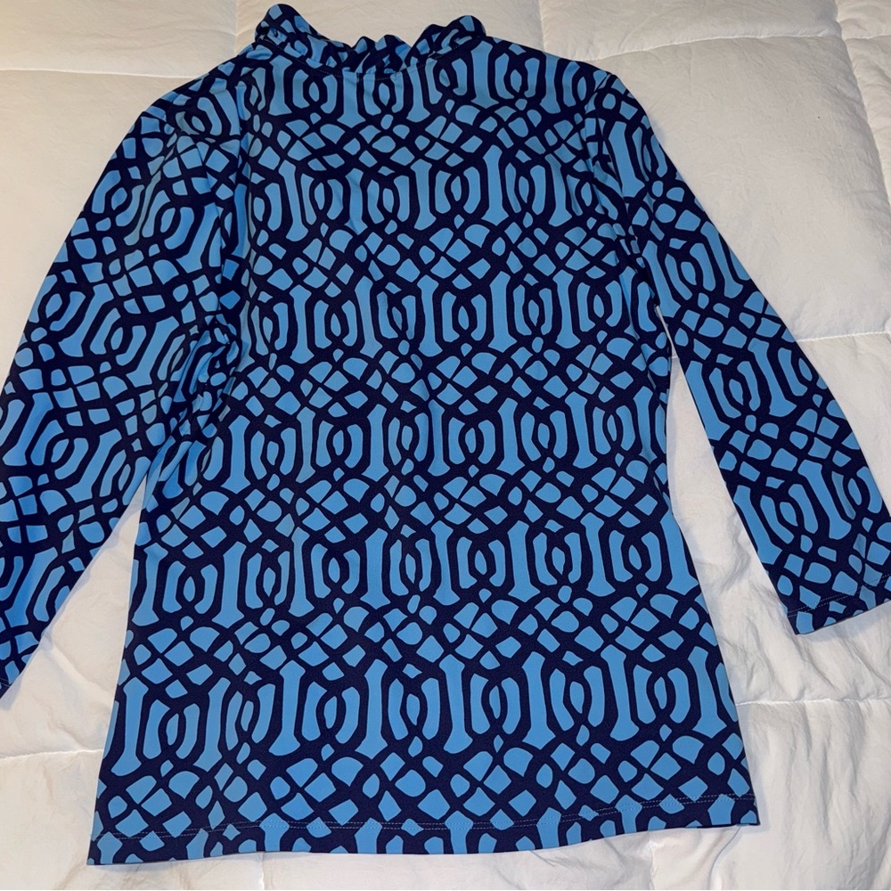 J. McLAUGHLIN Blue Patterned Women's Blouse - Picture 5 of 6